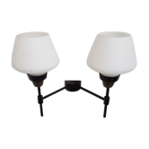 Wall light double Lunel brass metal and the 1950s opaline