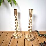 Golden brass candle holders