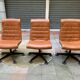 Conference armchair in fawn leather - 1980