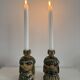 Pair of very rare vintage anthropomorphic pottery candlesticks.