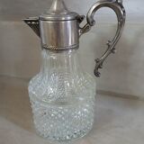 Antique pewter and glass carafe