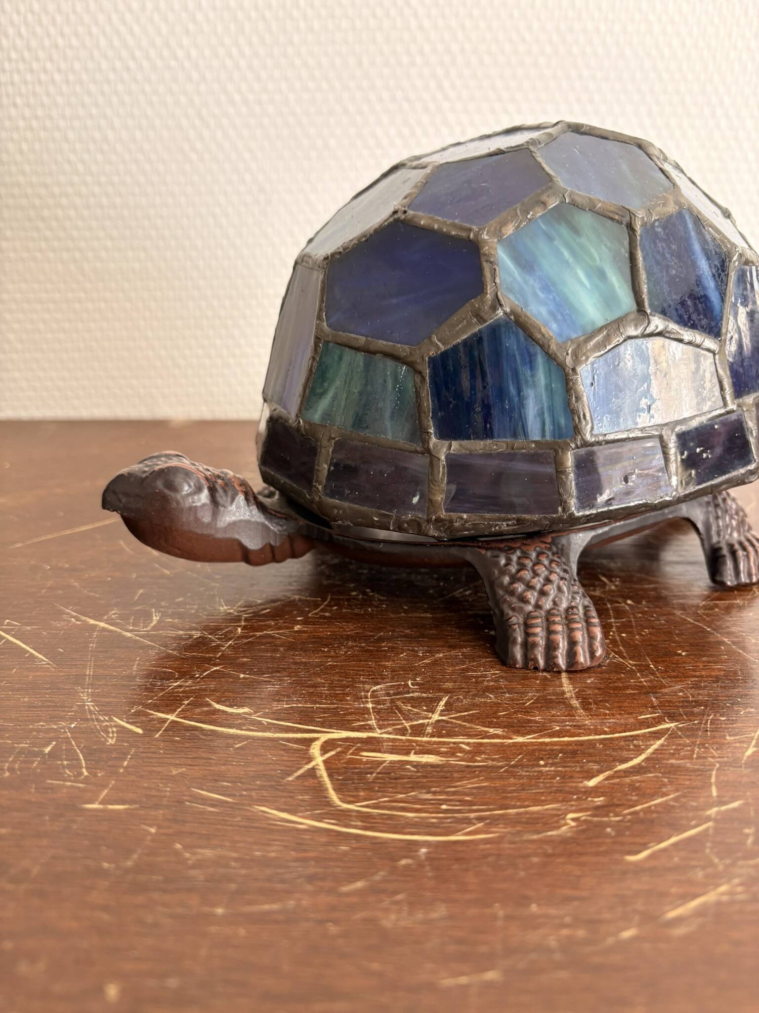 Turtle Glass Table Lamp with Enamel Stained Glass Tiffany Art Nouveau Style