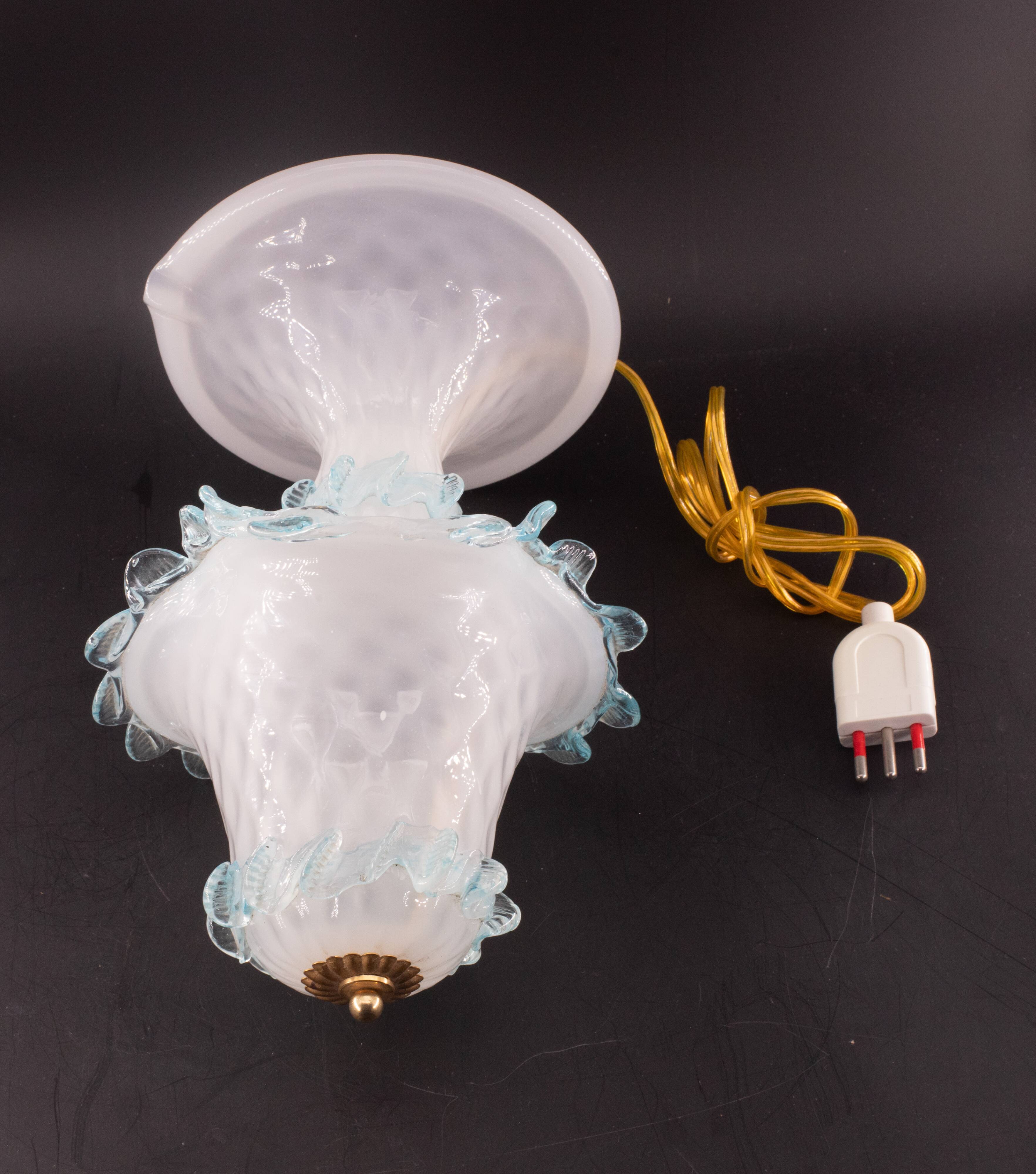 Petite Murano Blu and Trasparent Bubble Glass Table Lamps