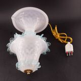Lampe de table en verre de Murano blanc et bleu, Italie 1970
