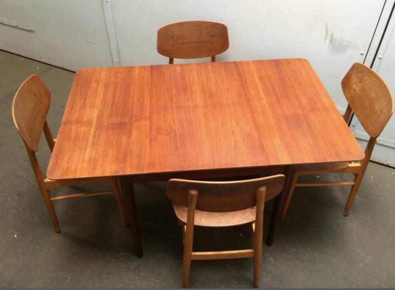 Set of 4 sb13 lounge chairs & table by cees braakman for pastoe, 1950 s,.