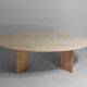 Large oval dining table in natural travertine, Italy 1970s