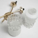 Pair of brass and glass wall lights 1960