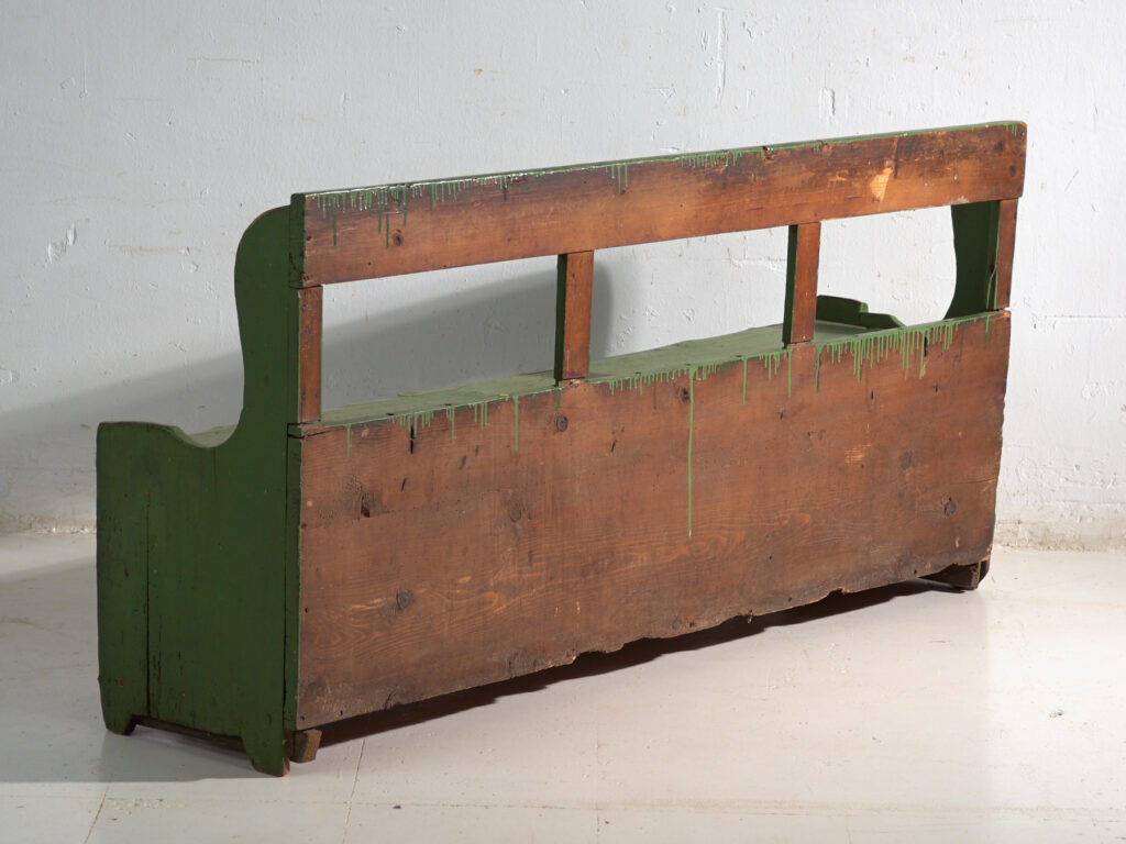 Antique painted pine bank safe – Central Europe, around 1900