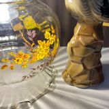 Baladeuse globe vintage en verre motifs fleurs
