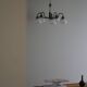 A modern Danish chandelier with 5 heads in opaline glass and brass, Art Deco, 1940s.