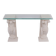 1970s Classic Greek Console Table with Cast Stone and Glass Top
