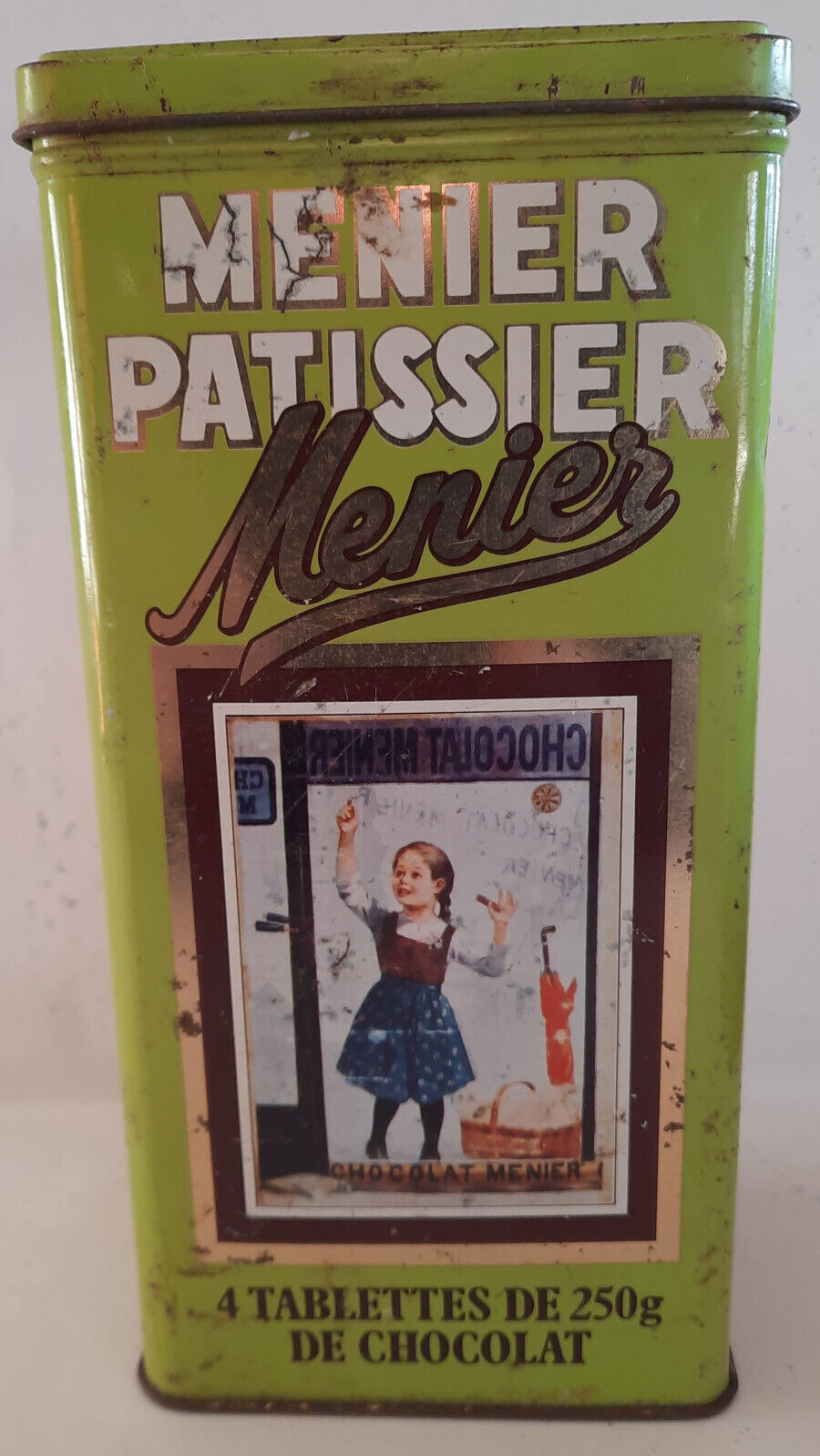 Old lithographed sheet metal box "Chocolat Menier" 50's