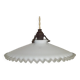 Vintage French Art Deco White Opaline Glass Pendant Light with Frilled Edge 5563