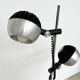 Two-spot floor lamp phase — brushed steel and matte black — 1970s