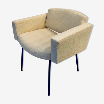 Fauteuil Conseil de Pierre Guariche pour Meurop avec tissu Lelièvre