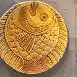 Vintage barbotine plates with fish decoration, 22 pieces.