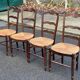 4 Provençal chairs, solid dark oak with rush seats.