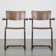 Set of 2 Thonet model S43 dining/side chairs with armrests