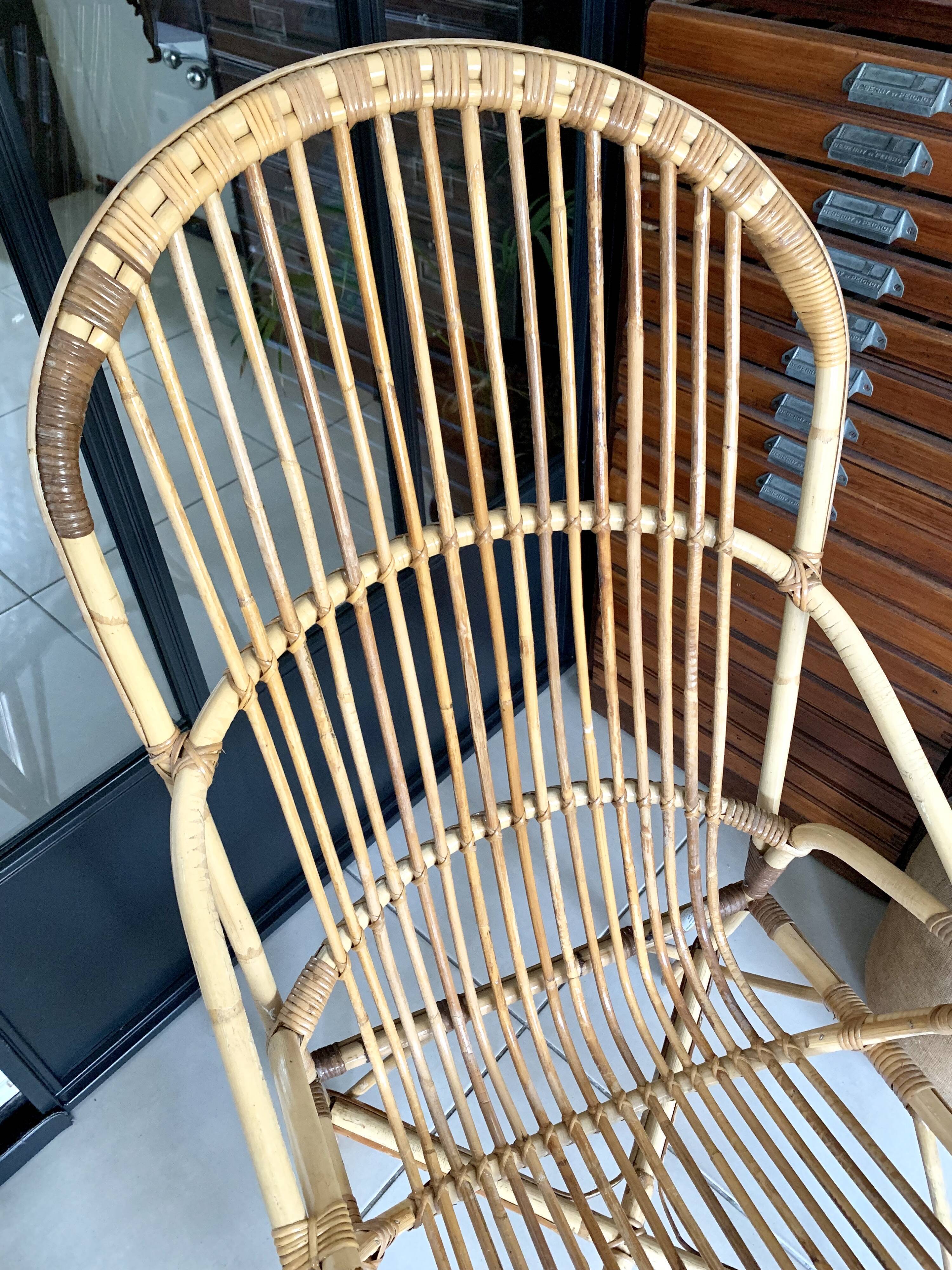 Old vintage rattan chair