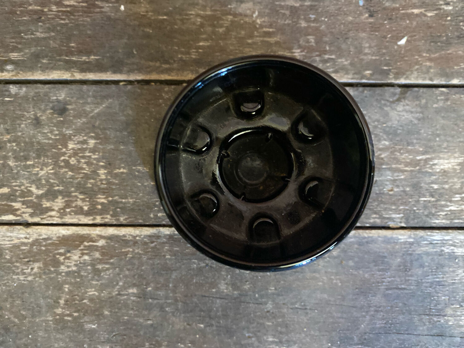 Vintage 1970s Black Opaline Space Age Candle Holder