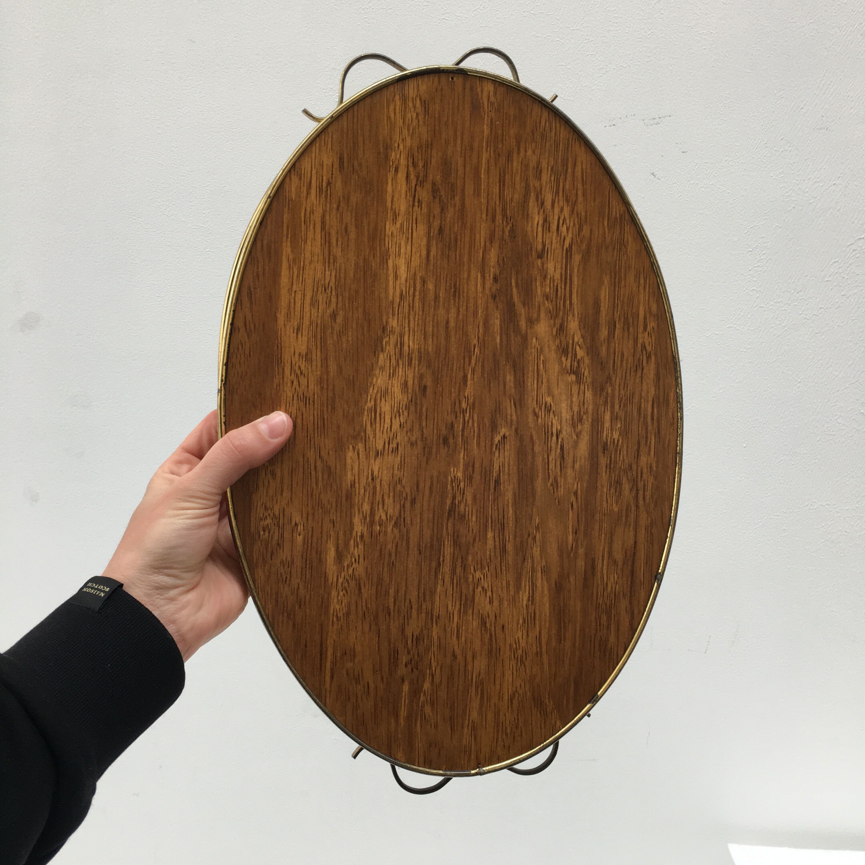 Presentation tray in wood and brass