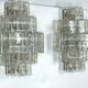 Pair of XL clear murano glass elements wall lamps produced in Italy during the 70s. Attributable to