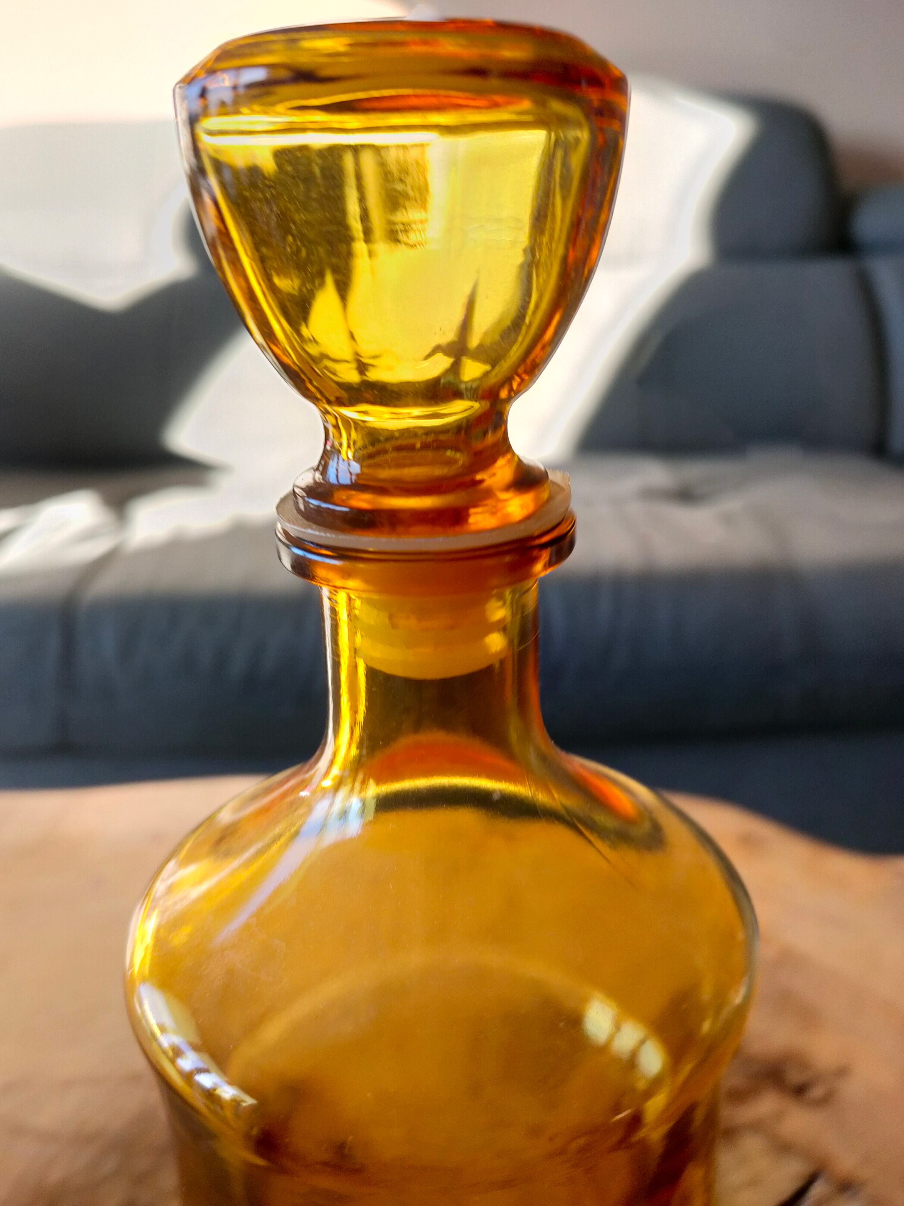 60's yellow glass decanter