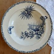 Antique blue ironstone deep plate – Grand Dépôt Émile Bourgeois