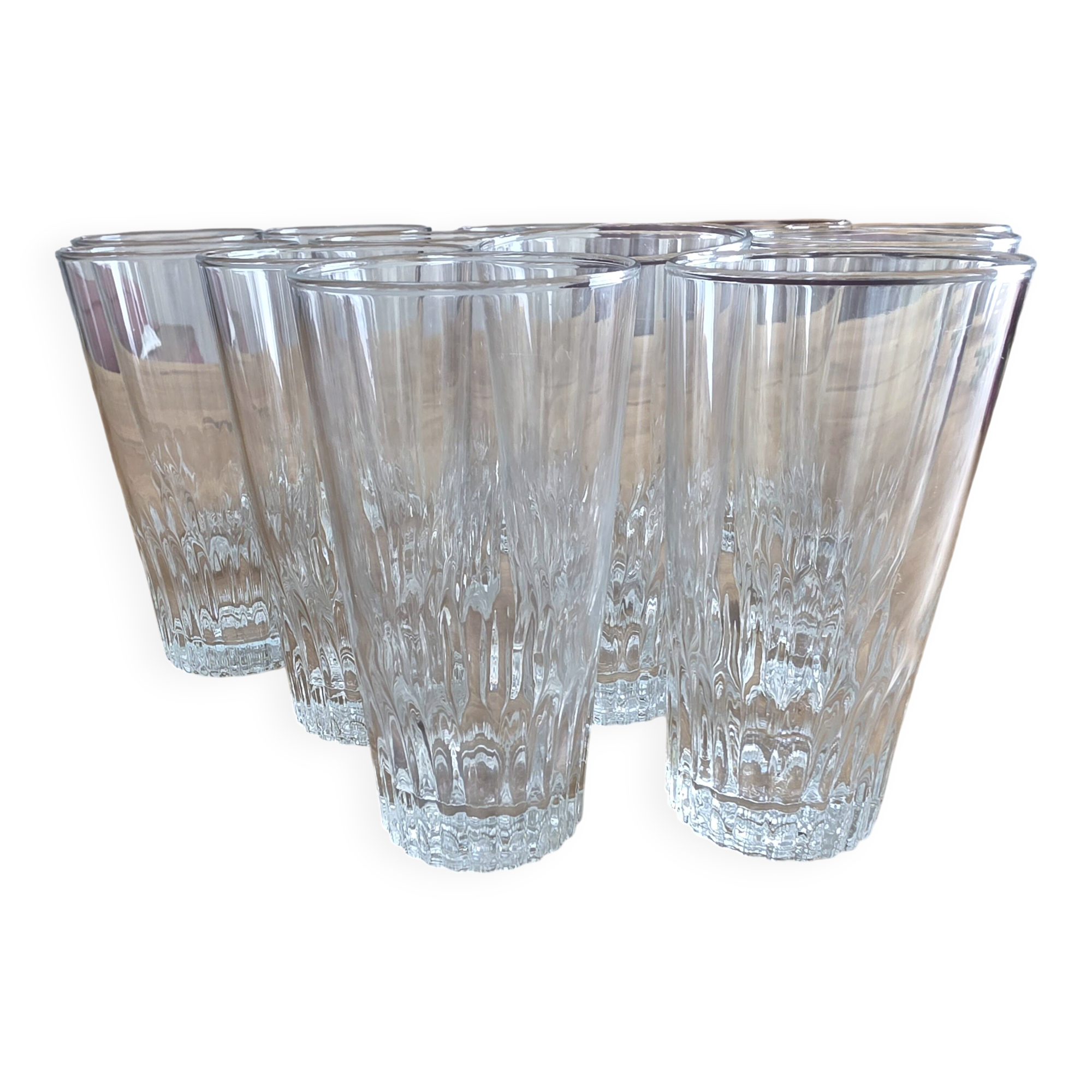 10 large vintage striped glasses