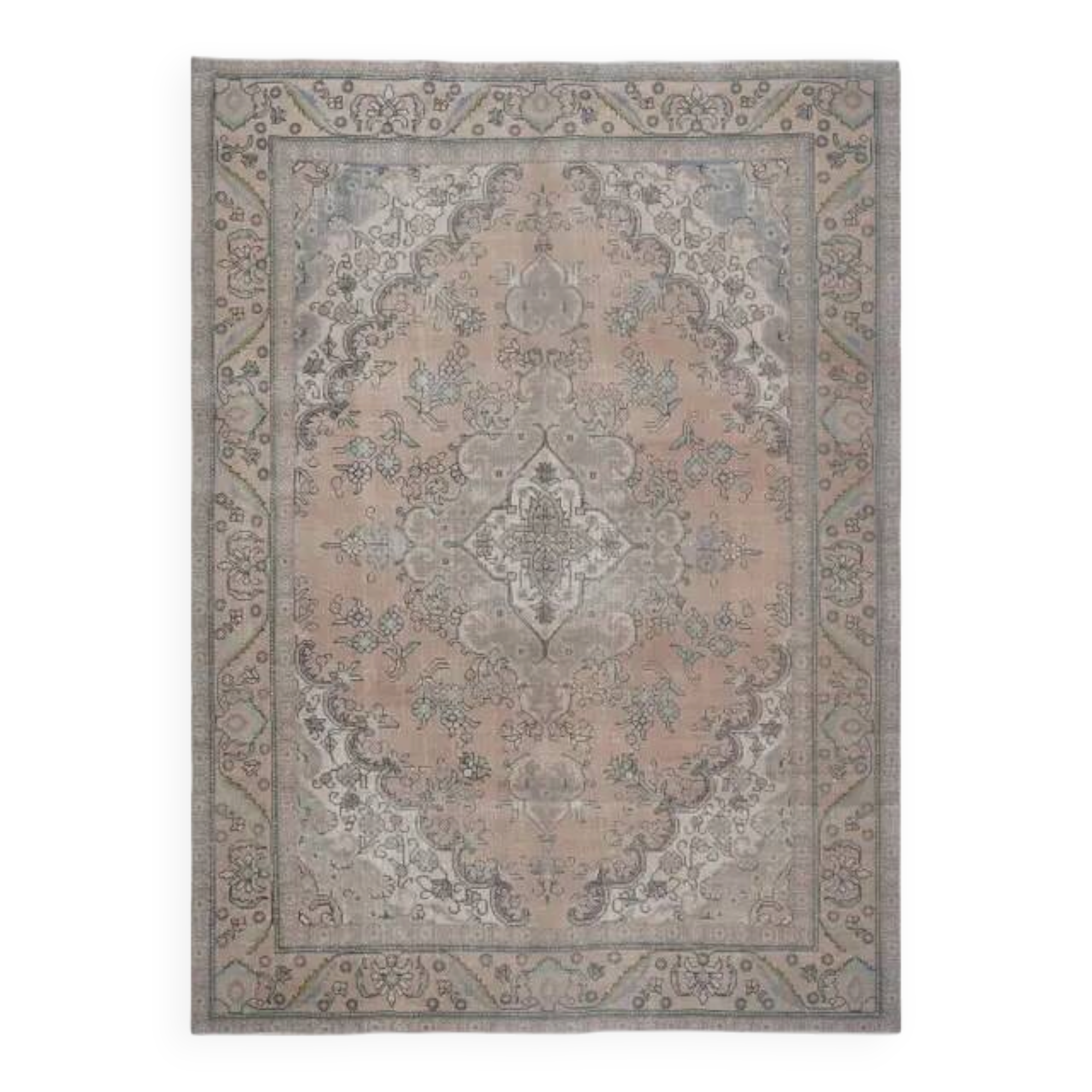 1970s Vintage Persian Handmade Wool Cotton Orange Area Rug 236x323