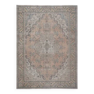 1970s Vintage Persian Handmade Wool Cotton Orange Area Rug 236x323