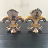 Pair of Henriot Quimper fleur-de-lys vases