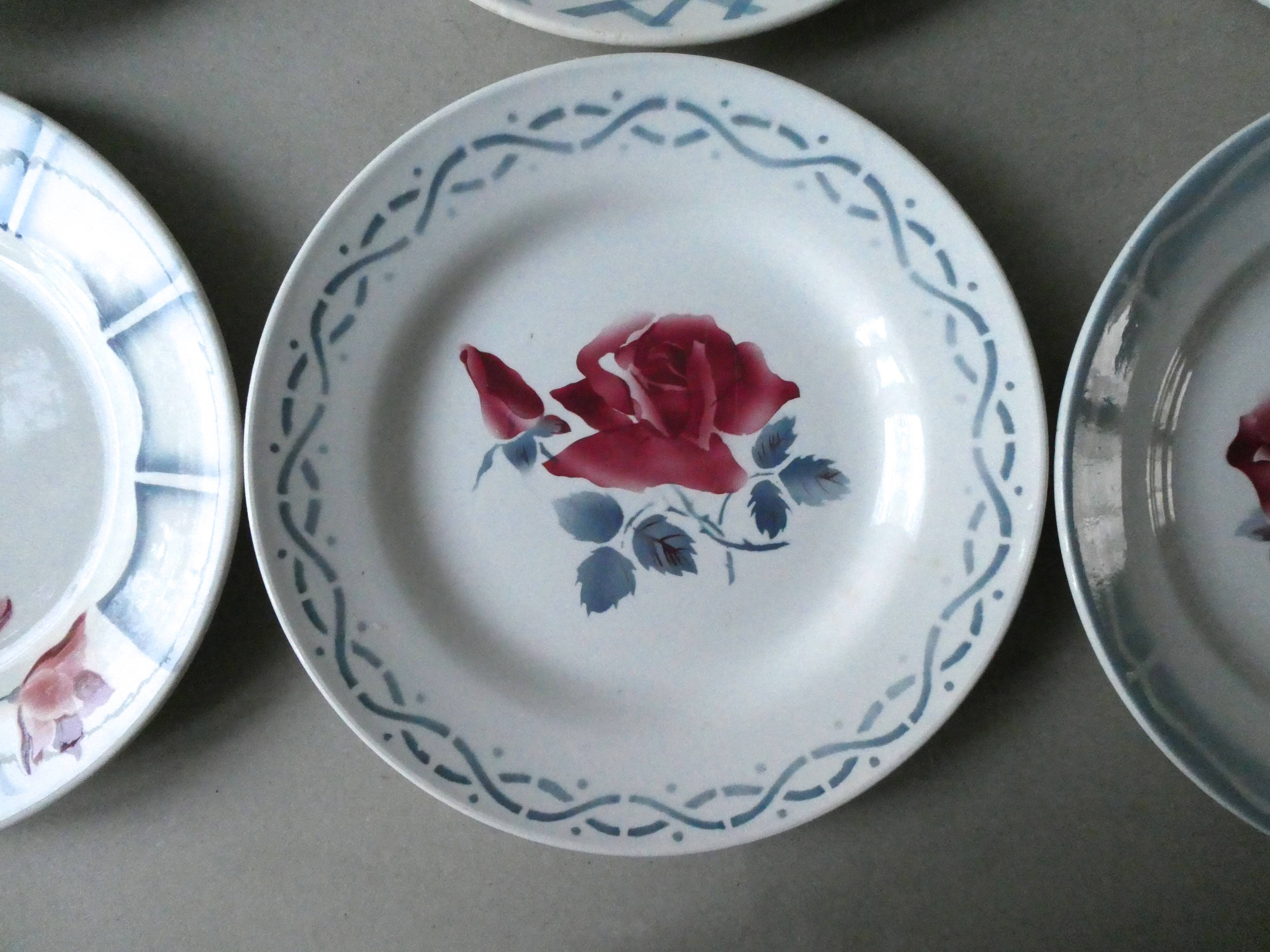 Set of 6 dinner plates Digoin Sarreguemines 40-50 years