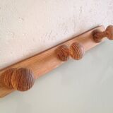 Vintage three-headed wooden coat rack from the 60s and 70s
