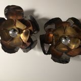 Pair of brutalist "flower" wall lamps CIRCA 1970