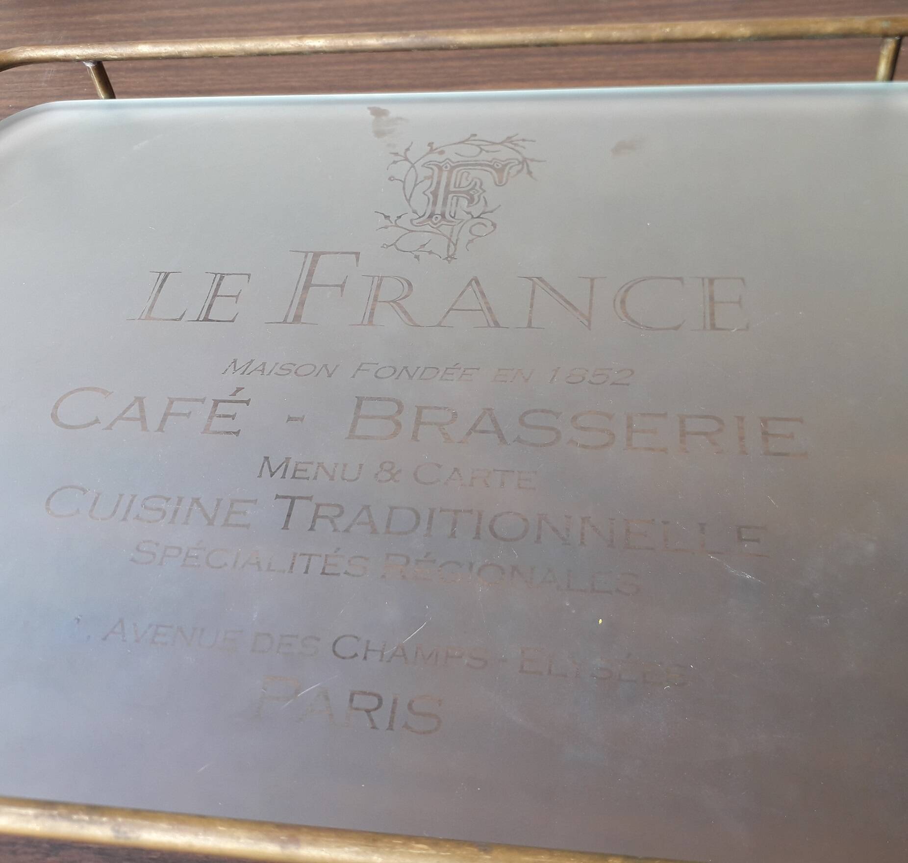 Glass and metal tray "Le France"
