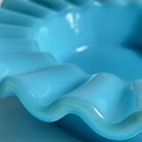 Cendrier verre opalin bleu vintage