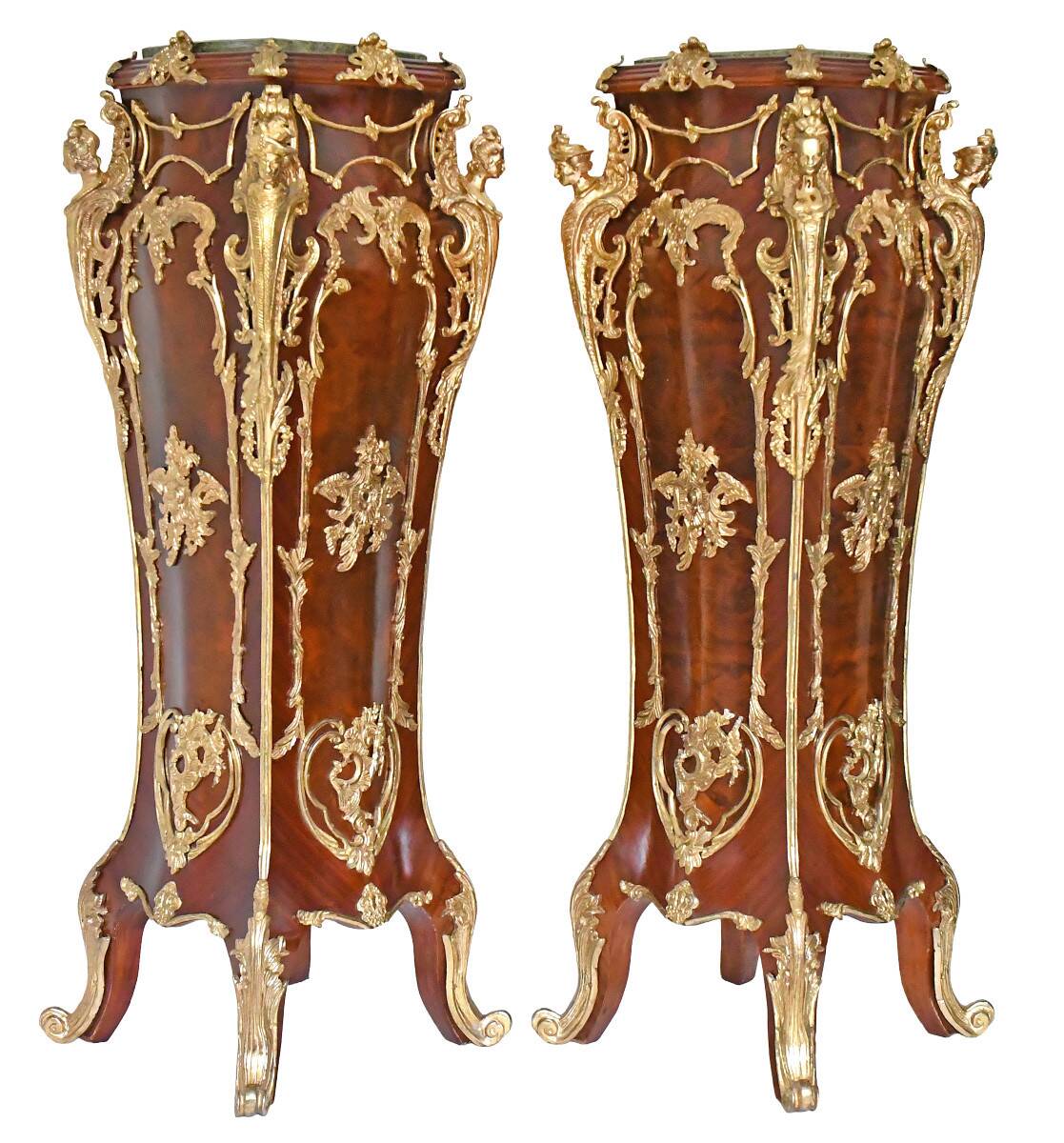 Pair of important Louis XV style pedestals