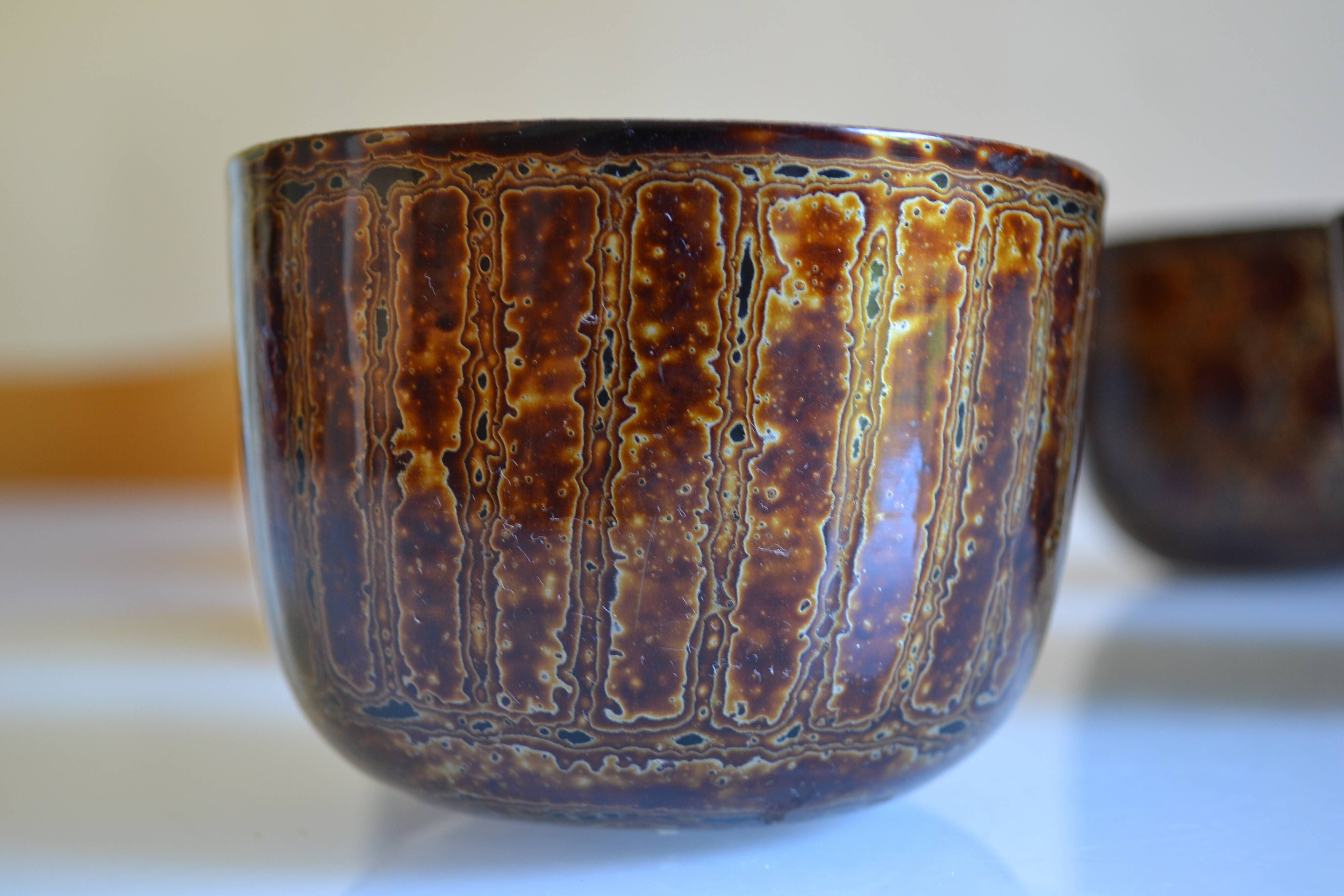 Set of 6 traditional bowls Burmese craftsmanship lacquered bamboo horsehair