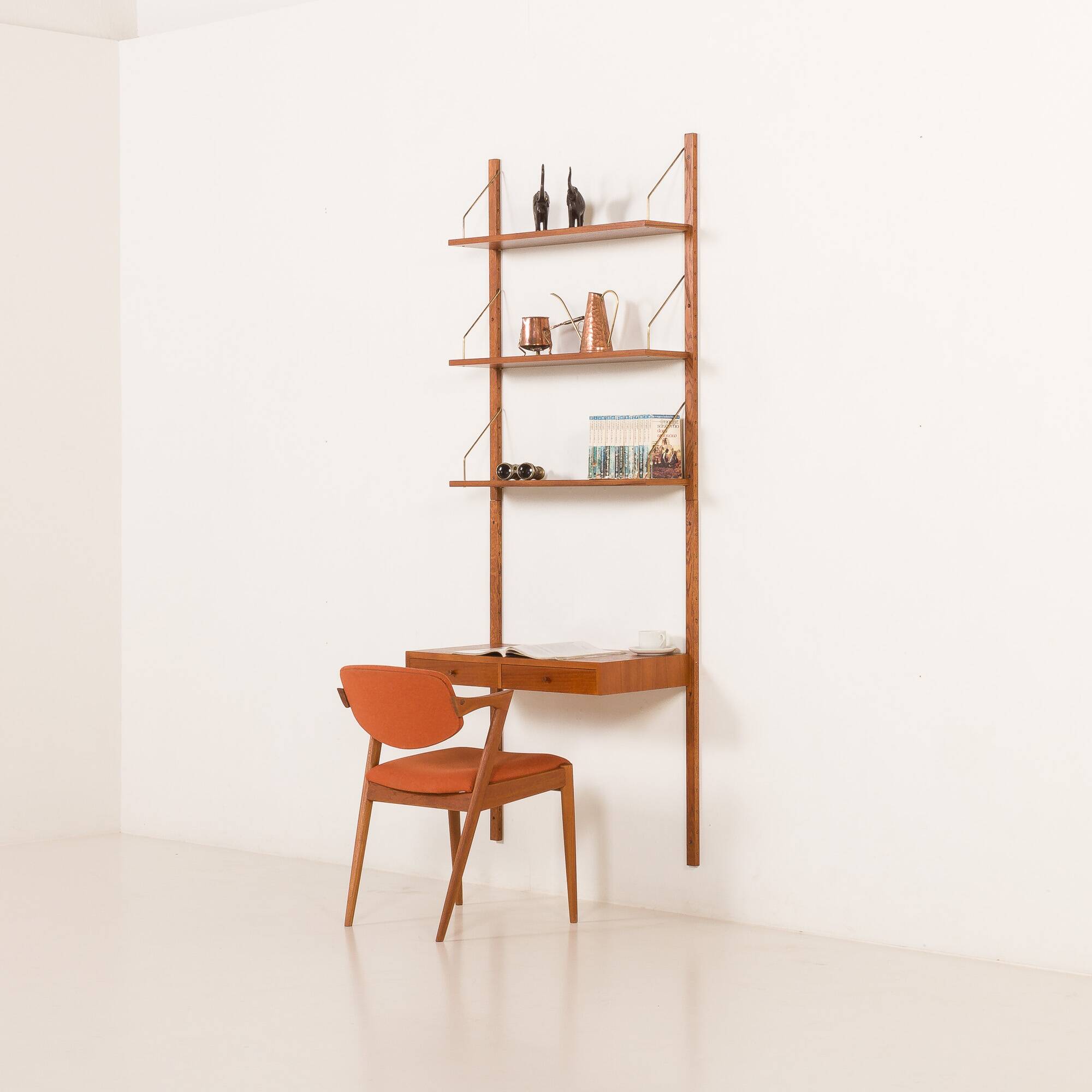 Danish teak shelving unt with a desk in the style of Poul Cadovius, 1960s