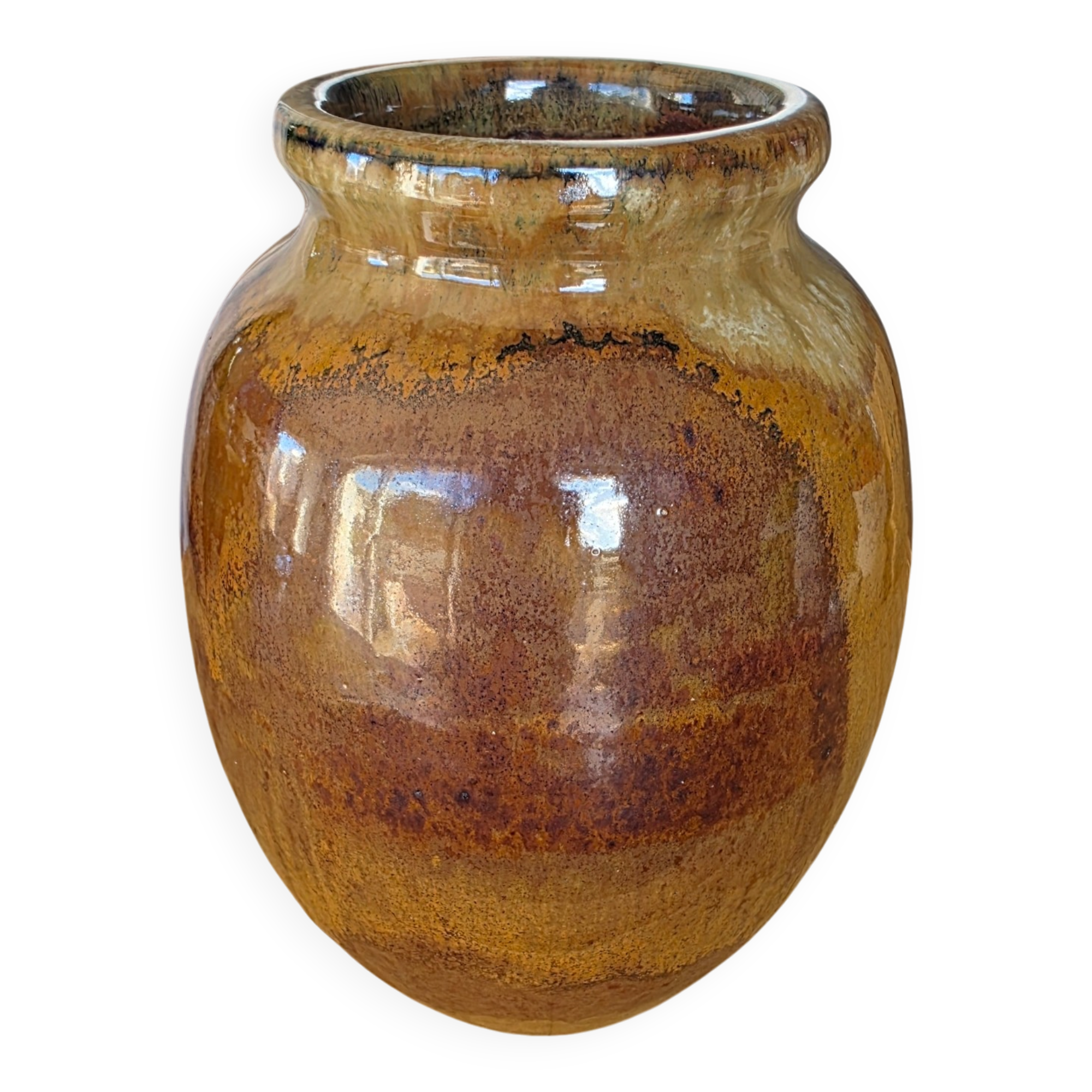 Handcrafted glazed stoneware vase – Signed LF – 20 cm