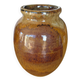 Vase en grès artisanal émaillé – Signé LF – 20 cm