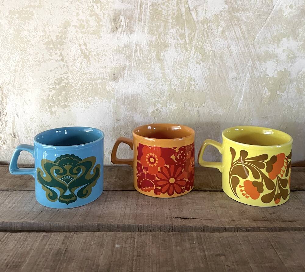 Set of 3 Mugs Staffordshire Potteries Ltd. - Vintage 70s style
