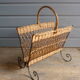 Metal and rattan magazine holder, 1960s