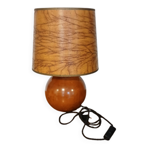 Lampe boule en bois blond,