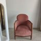 Armchair art deco pink velvet trim