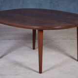 Oval Coffee Table in Rosewood attributed to Aksel Kjersgaard, Odense Møbelfabrik, 1960s