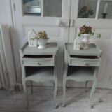 Bedside tables, end tables, beautiful invoices re-enchanted in verdigris waxed finish.