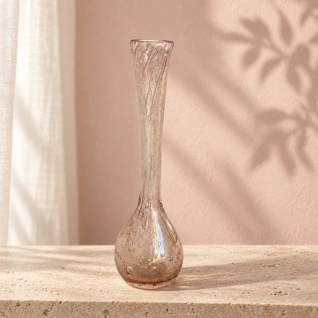 La Rochère pink bubble glass soliflore vase – mouth-blown