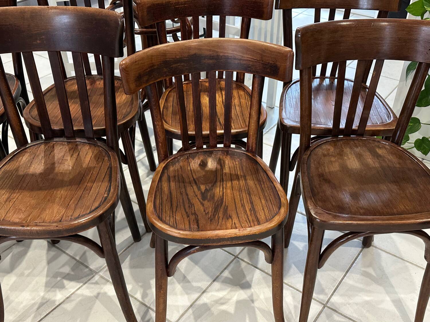 Set of 12 mismatched bistro chairs Baumann & Fischel 1930